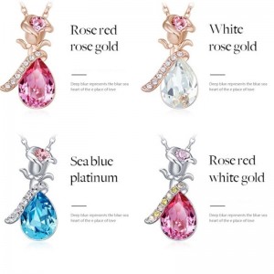 ROSE GULL ROSE PENDANT GEMSTONE CUBIC ZIRCONIA HALSKLÆDE KVINNEHALSKABEL 925 STERLING SILVER 2020
