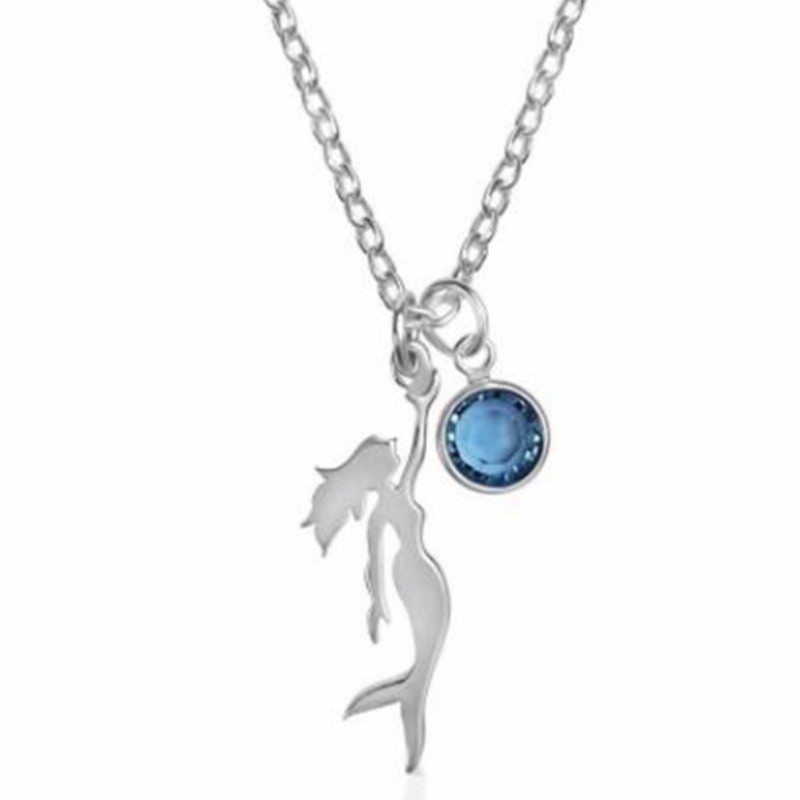 Havfrue ædelsten vedhæng ocean blå halskæde 925 sterling sølv