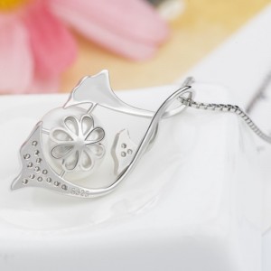 Havfrue perle vedhæng halskæde til kvinder 14 k guld 925 sterling sølv