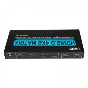 V2.0 HDMI 4x2 Matrix Support Ultra HD 4Kx2K @ 60Hz HDCP2.2 18 Gbps med lydekstraktor