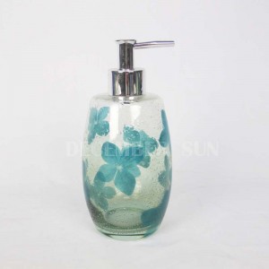 Klart glas med dekaleret badeværelsestilbehør