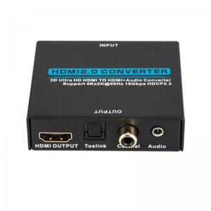 V2.0 HDMI Audio Extractor HDMI til HDMI + Audio converter Support 3D Ultra HD 4Kx2K @ 60Hz HDCP 2.2 18 Gbps