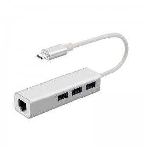 USB Type C til LAN (1000M) + USB 3.0x3 hub-adapter