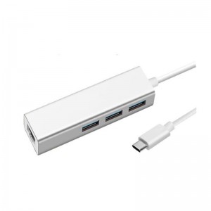 USB Type C til LAN (1000M) + USB 3.0x3 hub-adapter