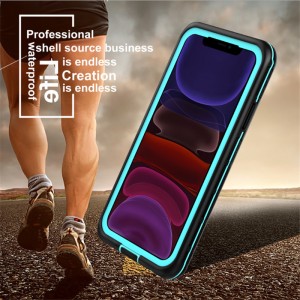 Ny pc + tpe + kæledyr vandtæt støvtæt, snefast, tilbehør til tilbehør til iPhone 11 (blå) gennemsigtig bagcover