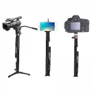Kingjoy fabrik direkte salg af foldbare 4 sektioner Professionel og fleksibel monopod med pan hoved til teleskop