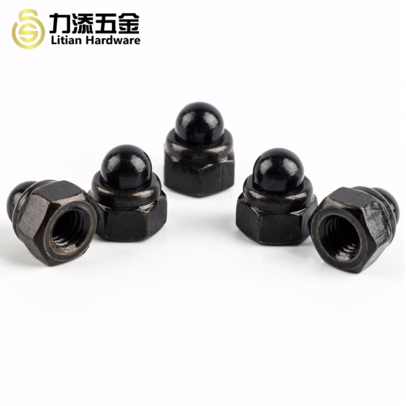 DIN986 M3-M12 sort zink og hvidt hoved nylon hex cap møtrik