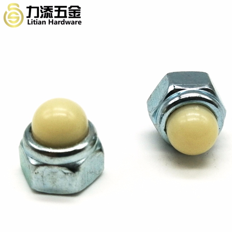 Højt kvalitet DIN986 zinkbrød M3-M12 carbon stål Nylon hex cap nødde