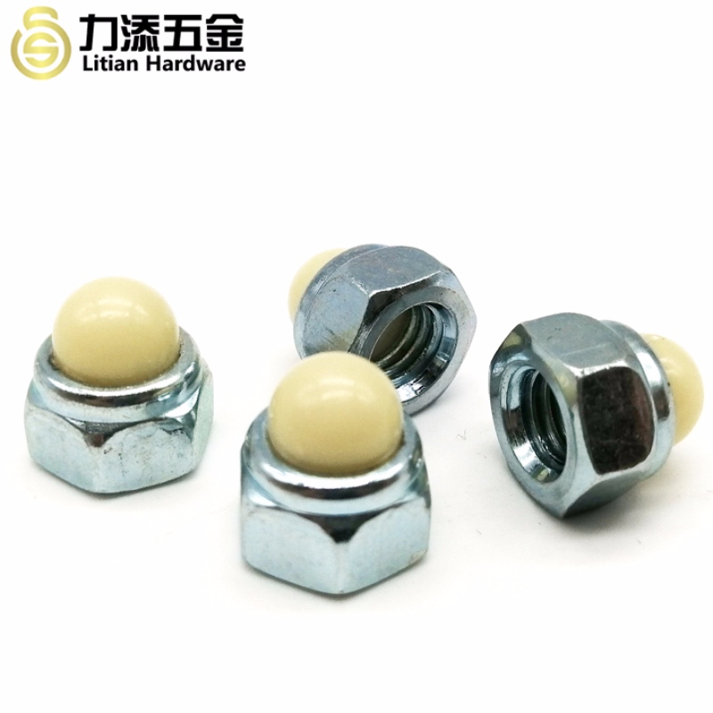 Højt kvalitet DIN986 zinkbrød M3-M12 carbon stål Nylon hex cap nødde
