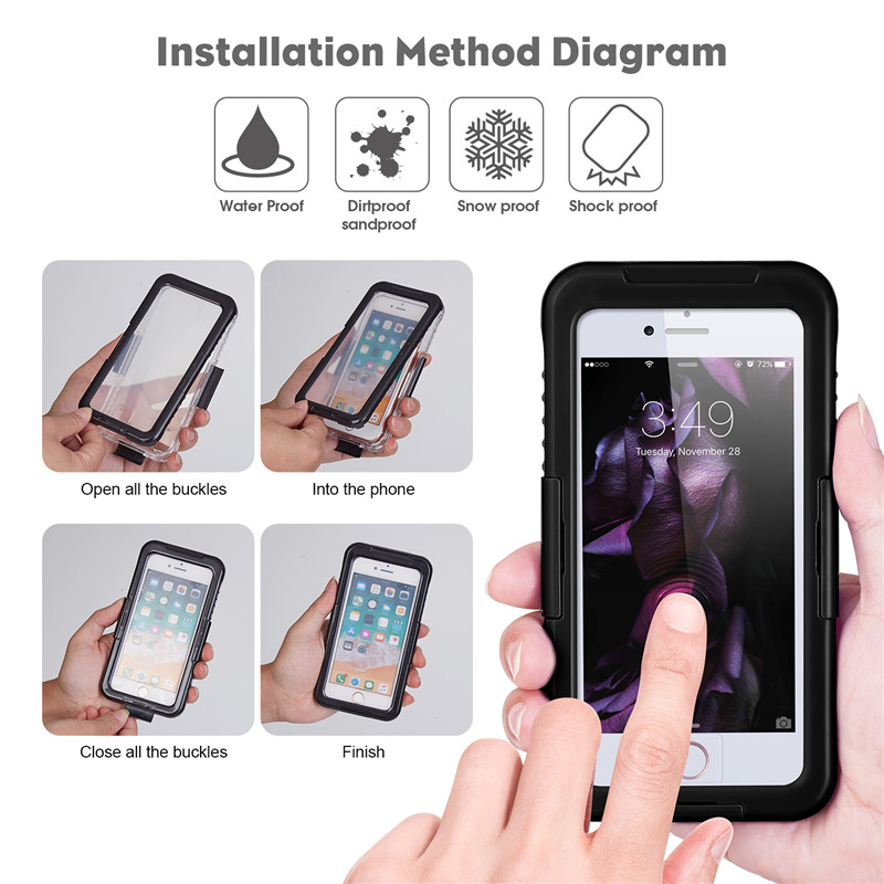 Nyt livssikkert hylster iphone 8 plus snesikret iPhone-hylster bedste vandtæt 8 plus kasse ('sort)