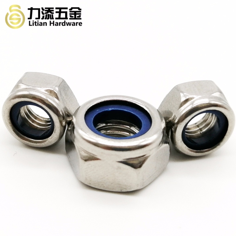 Poleret rustfrit stål M3-M12 nylonlåsemøtrik