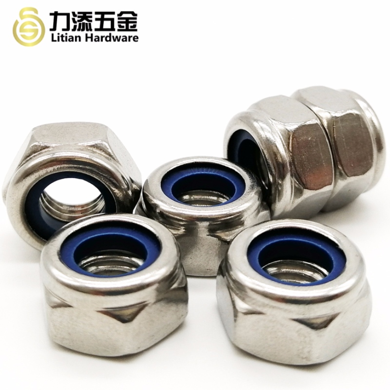 Poleret rustfrit stål M3-M12 nylonlåsemøtrik