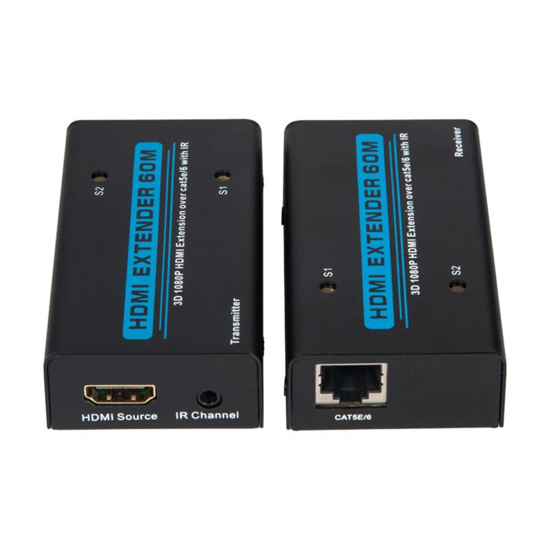 V1.3 HDMI- udvidelse 60m over Enkelt cat5e/6 kabel med IR- understøttelse fuld HD 1080P