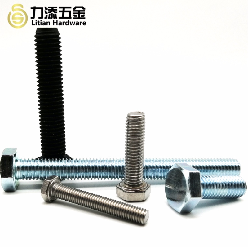 Forzinket kulstofstål og rustfrit stål hexskruer i forskellige størrelser