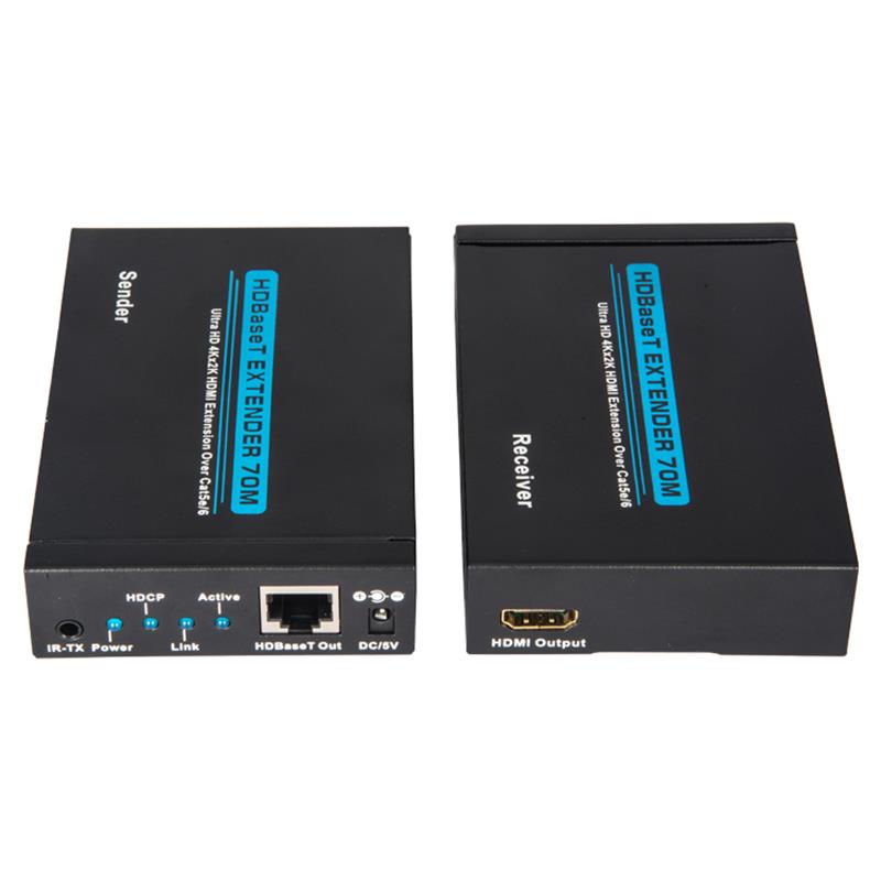 V1.4 4K HDBaseT HDMI- udvidelse 70m over Enkeltcat5e/6 kabel 35m@4Kx2K/30Hz,70m@1080P/60Hz