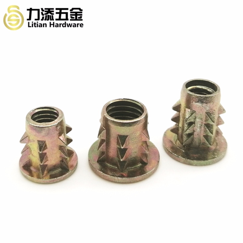 Tilpassede forskellige størrelser zinklegering torn indlægsmøtrik til møbler