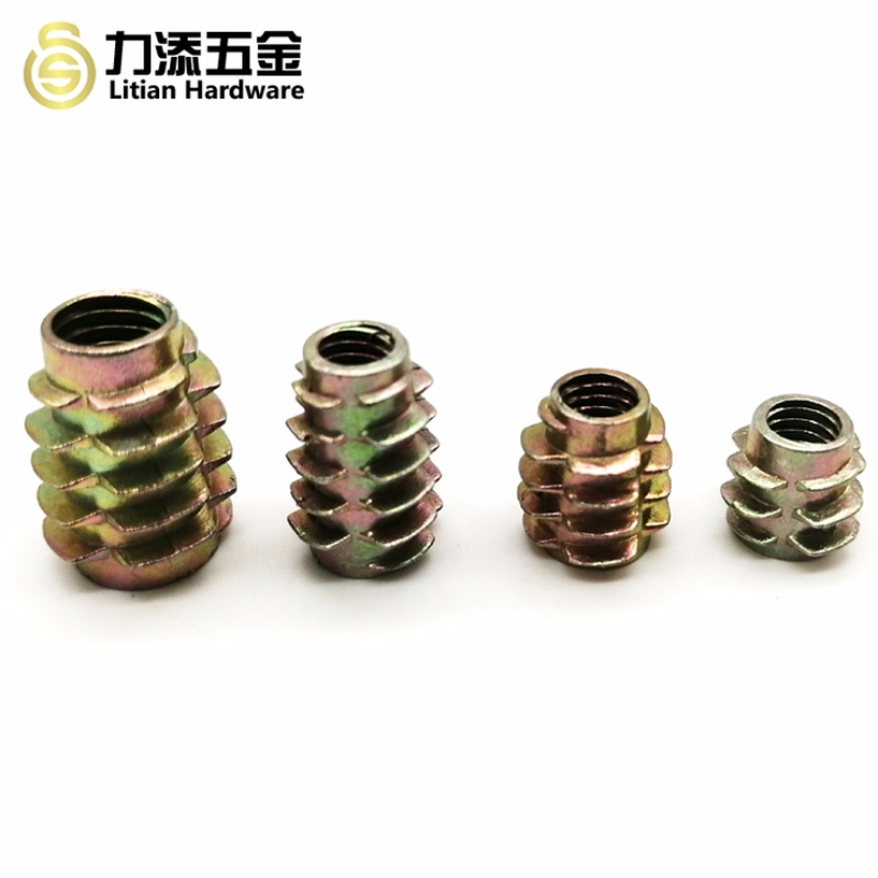 Tilpasset zinklegering af forskellig størrelse træindsatsmøtrik til møbler