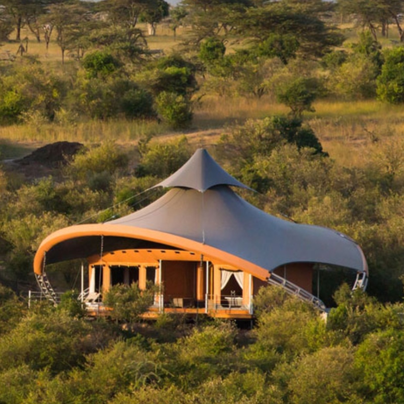 Prefab Safari huse dobbeltlag PVDF membranstruktur Hotel Indkvarteringstelt i Sydafrika