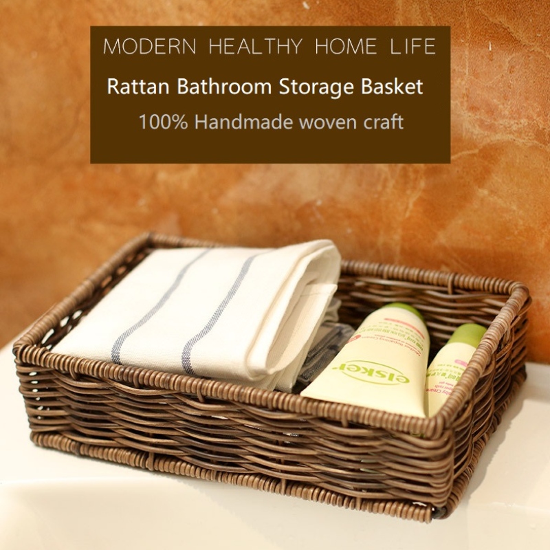 Vandtæt Rattan badeværelse opbevaringskurv