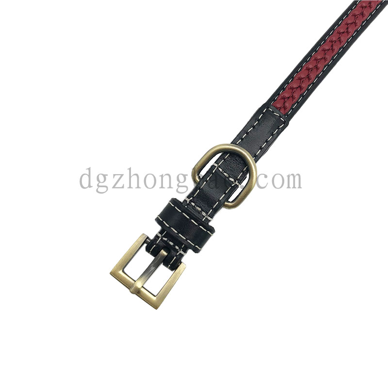 Sort læder og flettet husdyrkrave til hunde