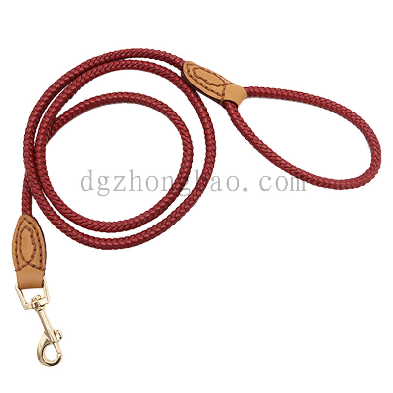 Unik rød mikrofiber med flettet kædesnor til hunde