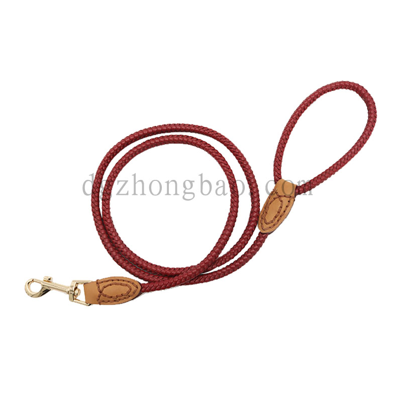 Unik rød mikrofiber med flettet kædesnor til hunde