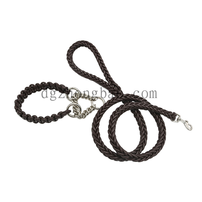 Mørkebrunt flettet læder til kæledyr