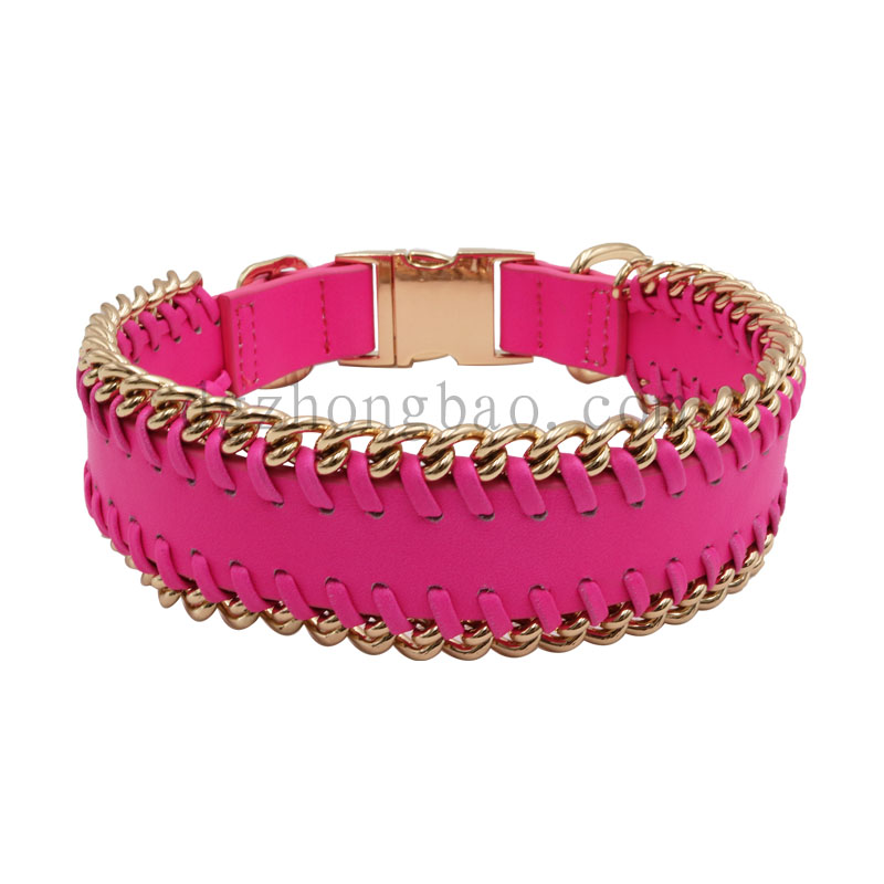 Kæledyr hunde krave læder + praktisk kæde oplåsning af spænde