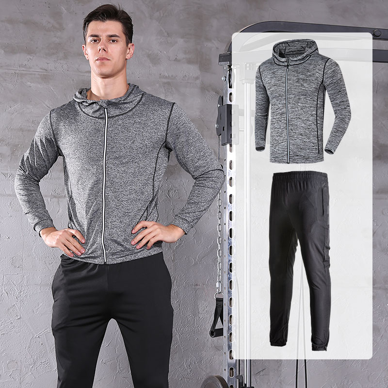 FDM022- Mænd s Sports Running Set Ouslid Hoodie+ bukser