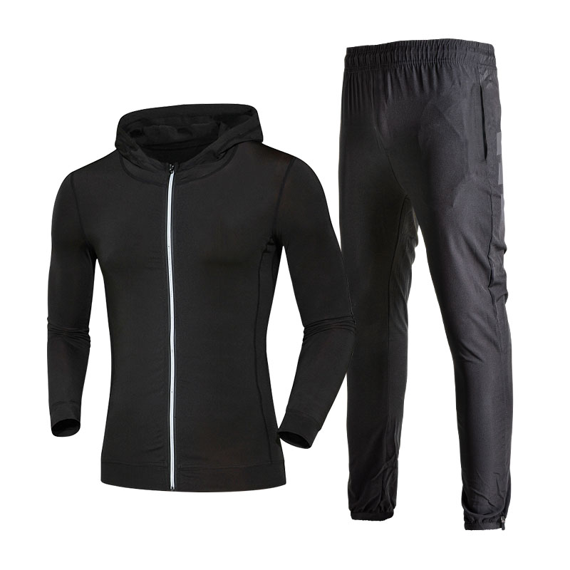 FDM022- Mænd s Sports Running Set Ouslid Hoodie+ bukser
