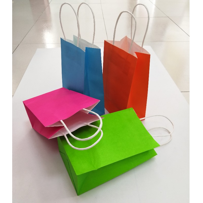 Engroshandel Custom Logo Printed Grocery Packaging Craft Brown Kraft Paper Shopping Bag med Håndte