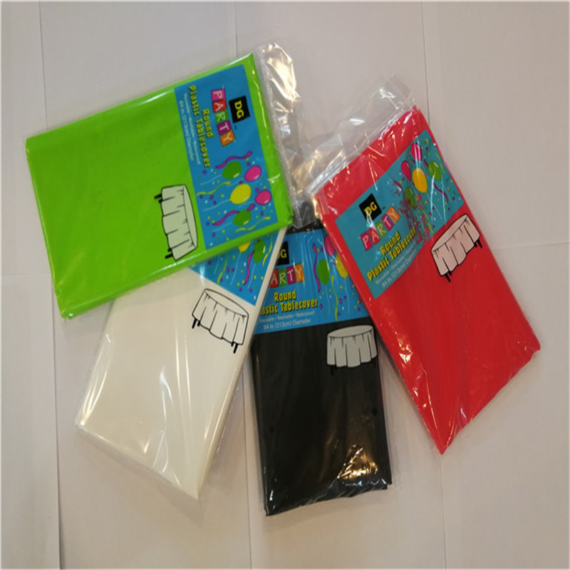 PEVA- omslag Disposable Solid Farve Fødselsdagsfest TableCover Round Table Cloj