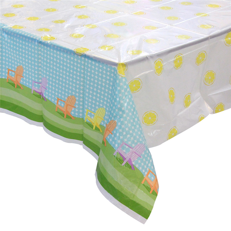 Summer Time Clear Printed Tableekloth PVC Tableecover