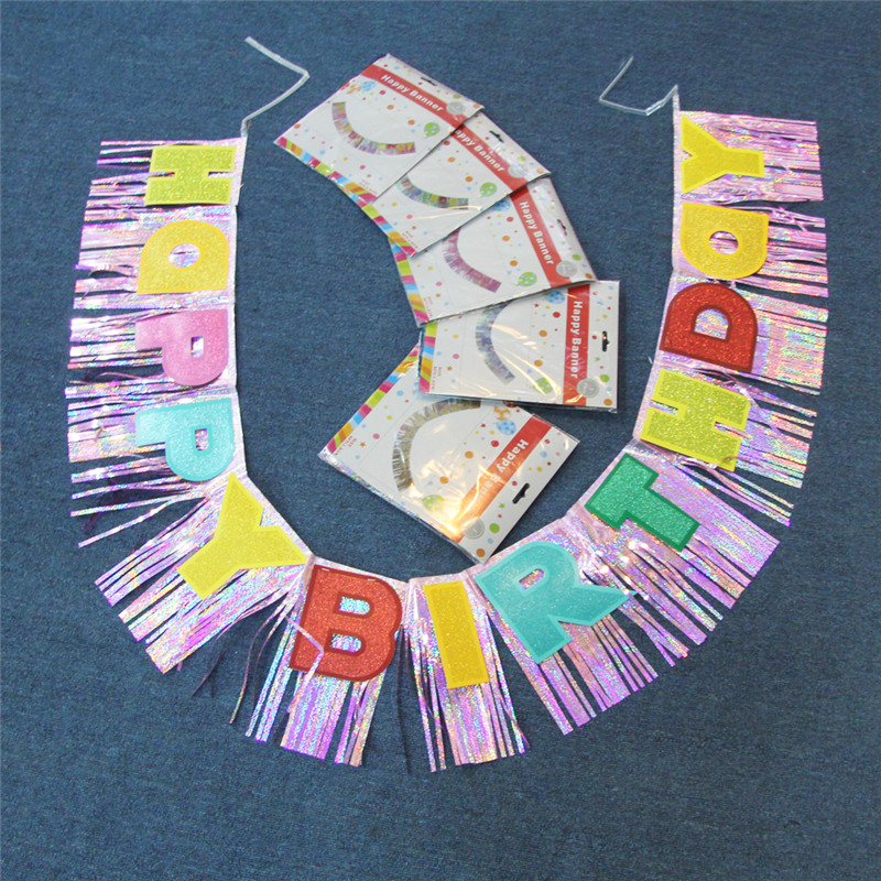 Banner med Glitter til festdekoration Happy Birthday for Child and Adult