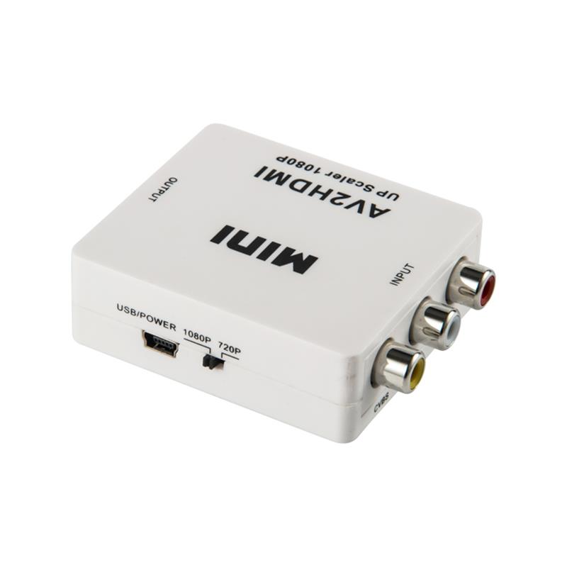 Mini Size AV/RCA/CVBS til HDMI-konvertering Upscler 720p/1080p