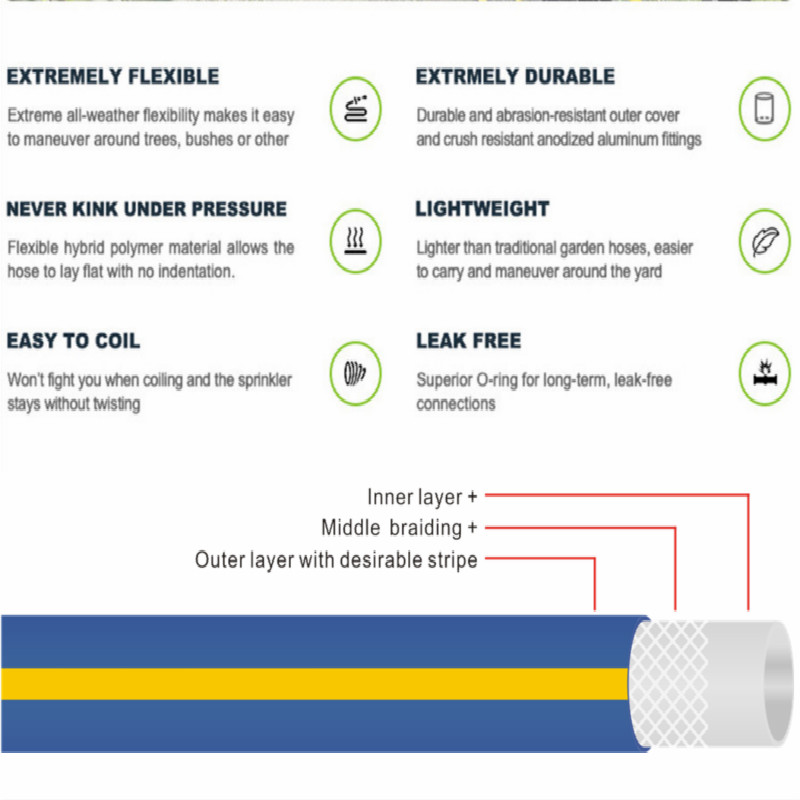 3 lag farverigt flettet have vand fleksibel PVC slange