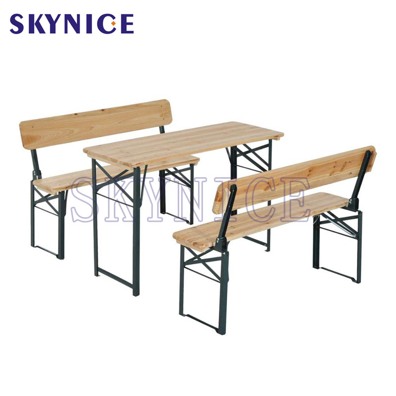 Klassisk udendørs Pincic Camping Træfoldet ølbord og bænksæt