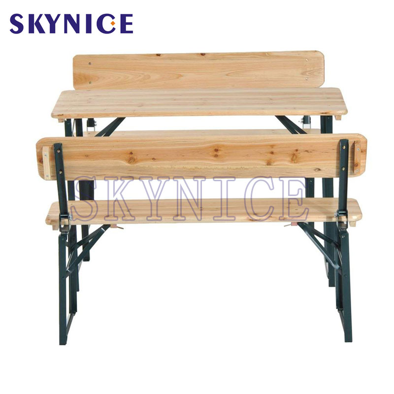 Klassisk udendørs Pincic Camping Træfoldet ølbord og bænksæt