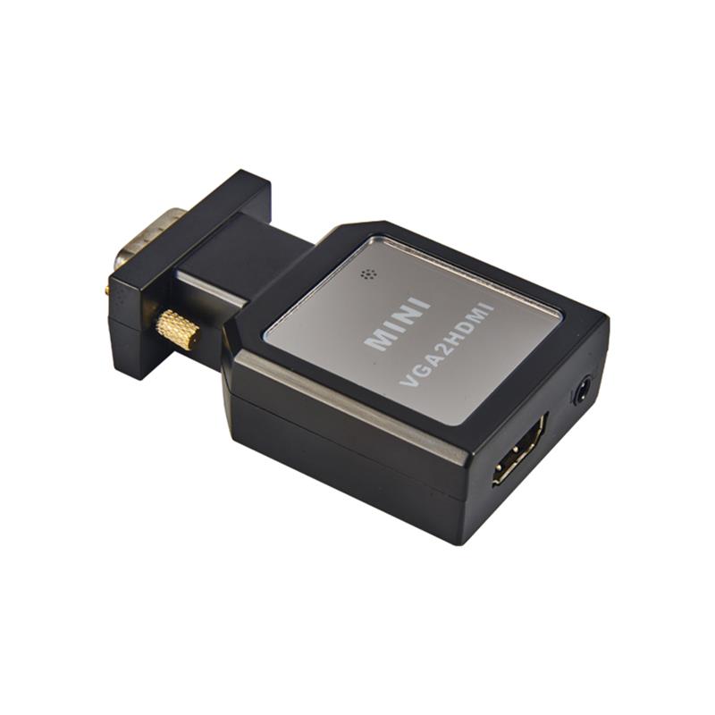 Metalkasse MINI størrelse VGA + 3,5 mm lyd TIL HDMI-konverter