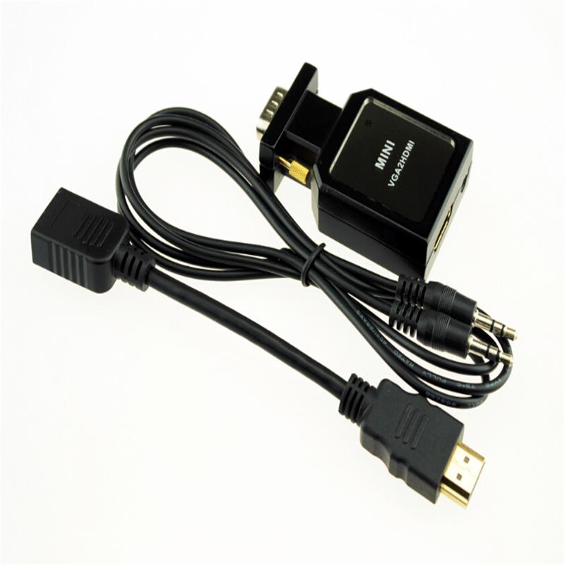 Metalkasse MINI størrelse VGA + 3,5 mm lyd TIL HDMI-konverter