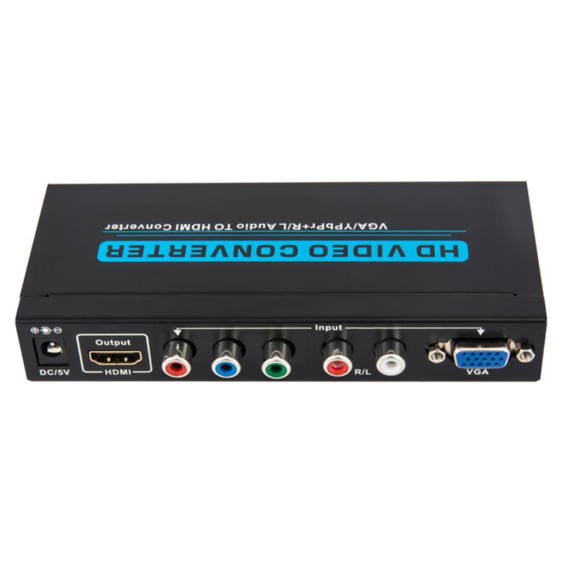 VGA \/ YPbPr + R \/ L Audio til HDMI Converter 1080P