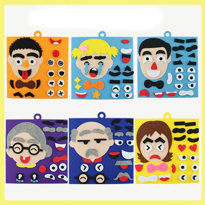 Soft Felt Tidlig Uddannelse Diy Craft Ikke-vævet stof Filt Face Face Puzzle til børn