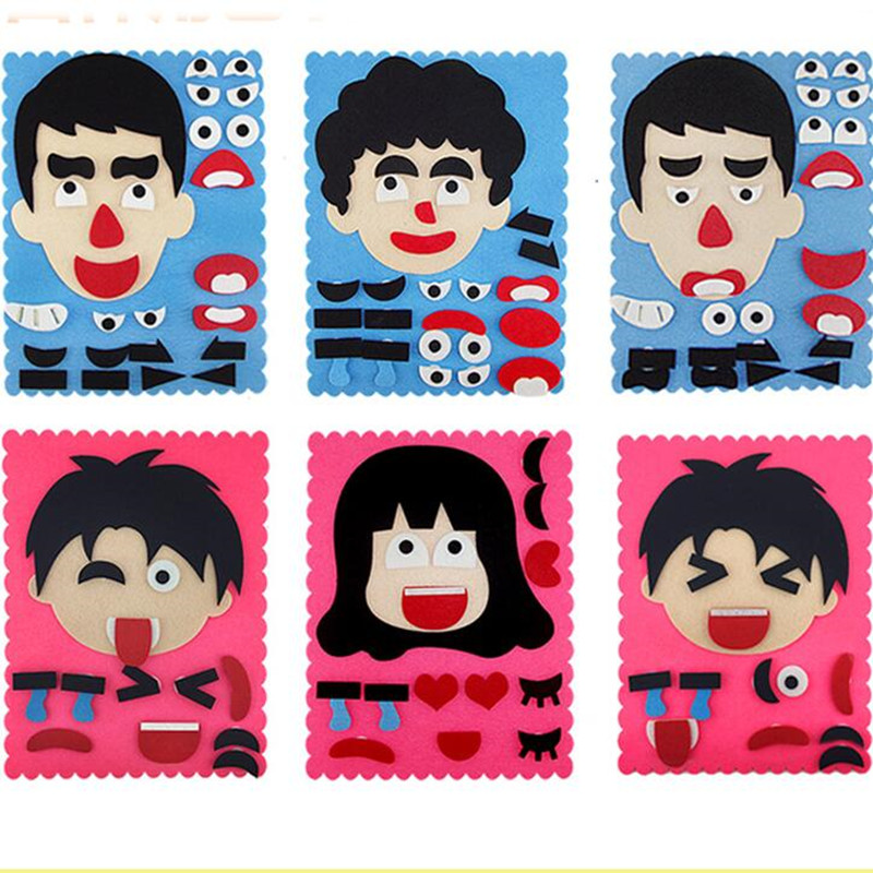 Soft Felt Tidlig Uddannelse Diy Craft Ikke-vævet stof Filt Face Face Puzzle til børn