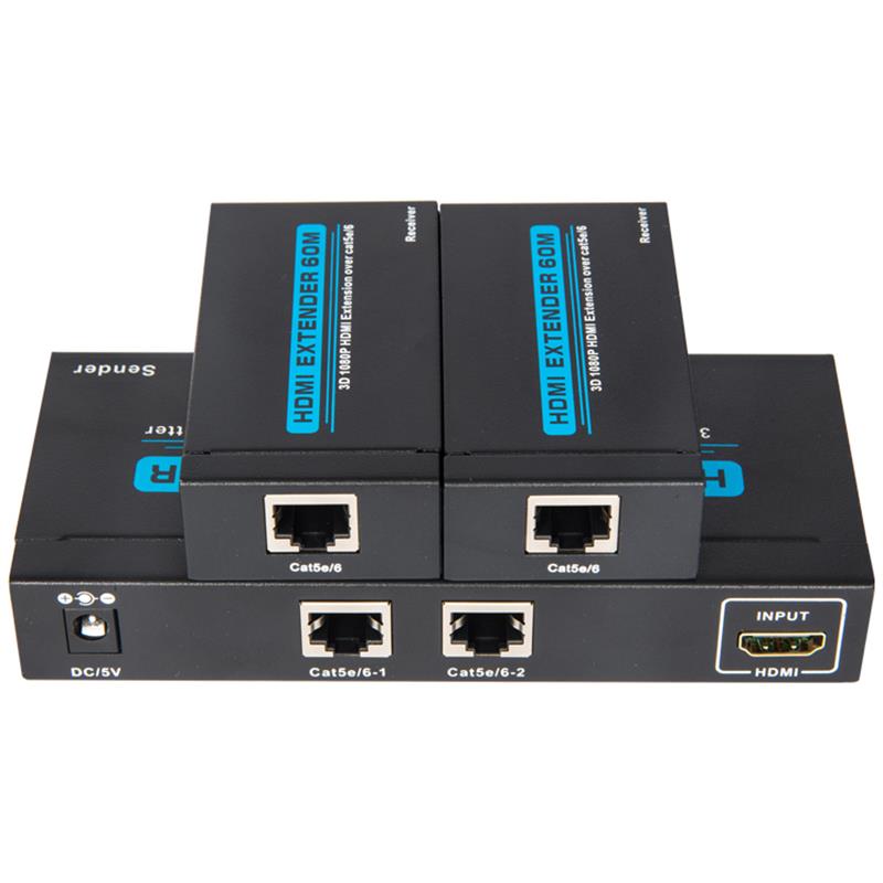 2 porte UTP HDMI 1x2 splitter over enkelt Cat5e \/ 6 Med 2 modtagere op til 60 m
