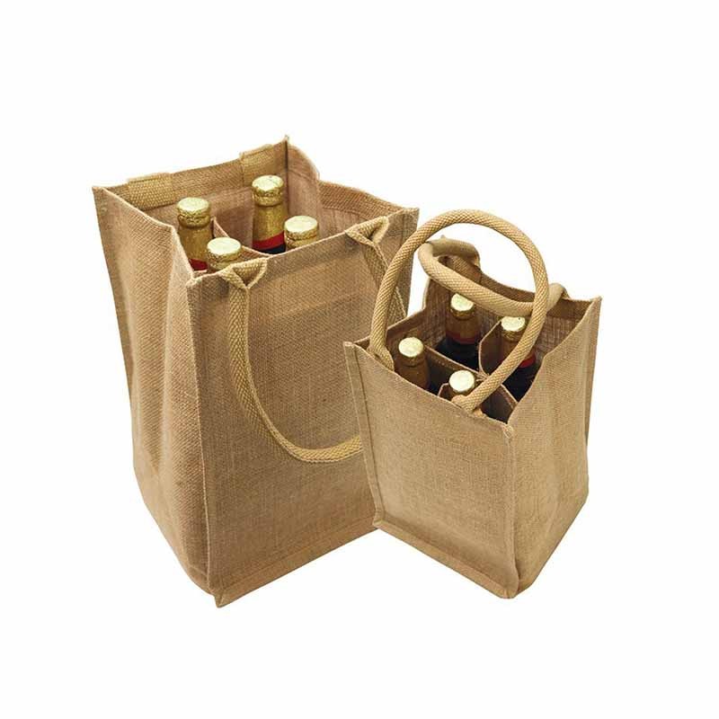 SGS49 tilpasset trykte billige priser Linned Jute Hamp løbebånd Poser Øl Vinflaske Bag