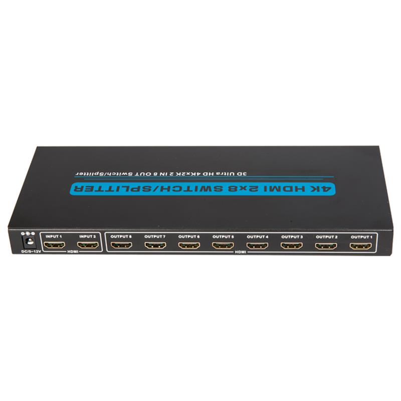 4K \/ 30Hz HDMI 2x8 switcher \/ splitter Support 3D Ultra HD 4Kx2K \/ 30Hz