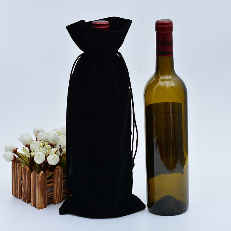 SGS54 Custom Velvet Pouch Wine Bottle Protector Bag Champagne Bottle Covers Engroshandel