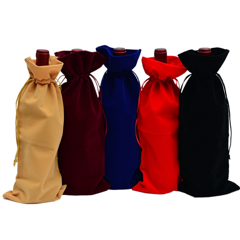 SGS54 Custom Velvet Pouch Wine Bottle Protector Bag Champagne Bottle Covers Engroshandel