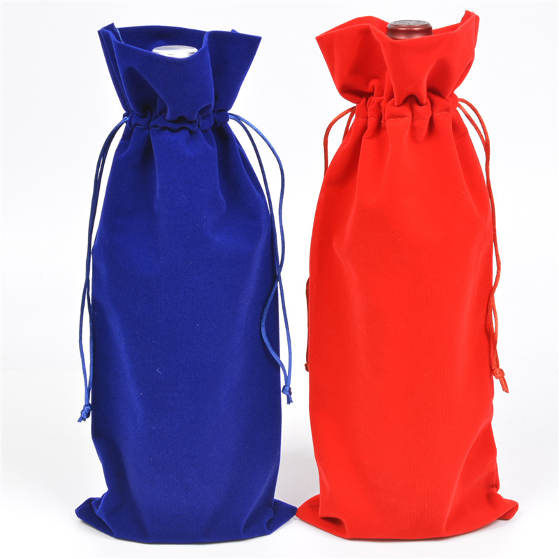 SGS54 Custom Velvet Pouch Wine Bottle Protector Bag Champagne Bottle Covers Engroshandel