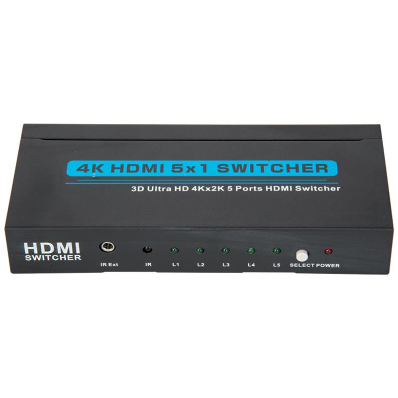 V1.4 4K \/ 30Hz HDMI 5x1 switcher understøtter 3D Ultra HD 4K * 2K \/ 30Hz